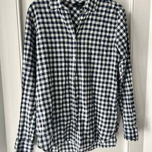 J. Crew Women's Navy and White Gingham Classic Fit Boy Shirt